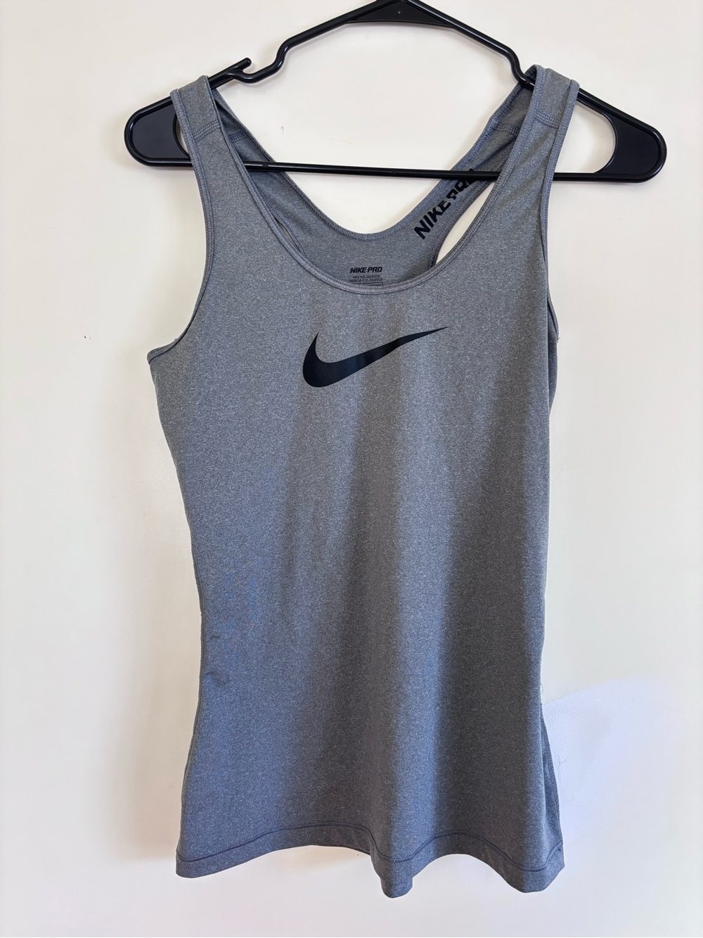 Nike Women's Gray Athletic Tank Top with Black Swoosh